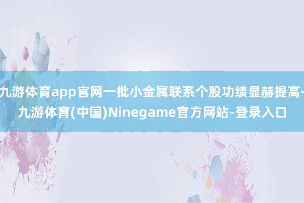 九游体育app官网一批小金属联系个股功绩显赫提高-九游体育(中国)Ninegame官方网站-登录入口