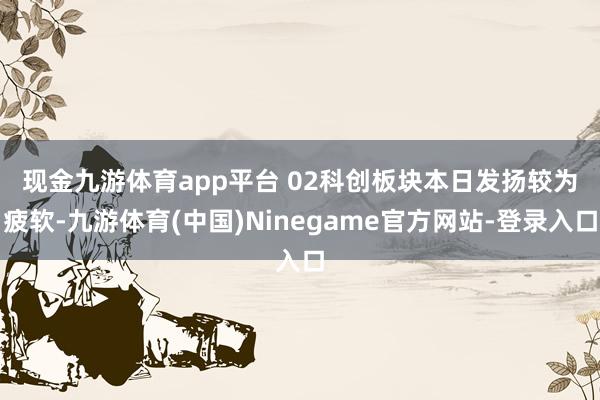 现金九游体育app平台 02 科创板块本日发扬较为疲软-九游体育(中国)Ninegame官方网站-登录入口